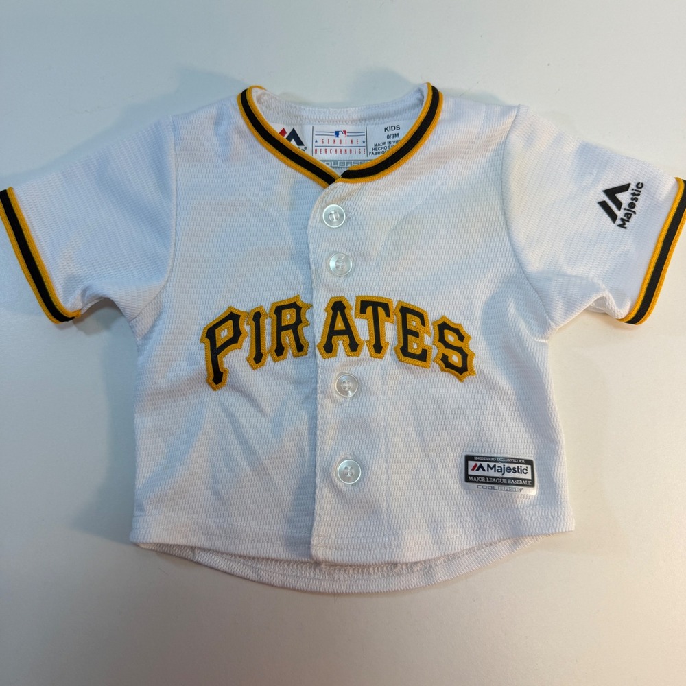 Pittsburgh Pirates Majestic Baseball Jersey Infant 0/3M White Cool Base MLB